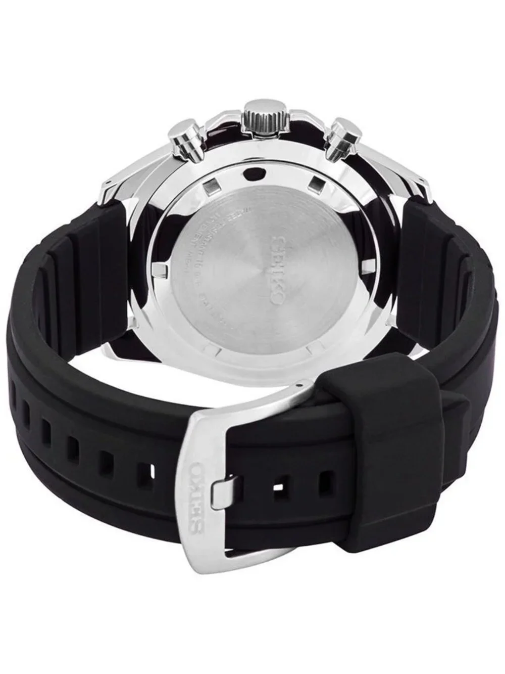 NWT Seiko Essentials Chronograph Quartz Black Dial Men's Watch